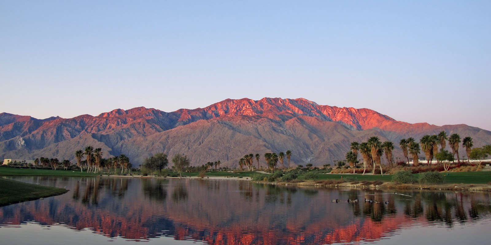 Mountains in the distance at dusk